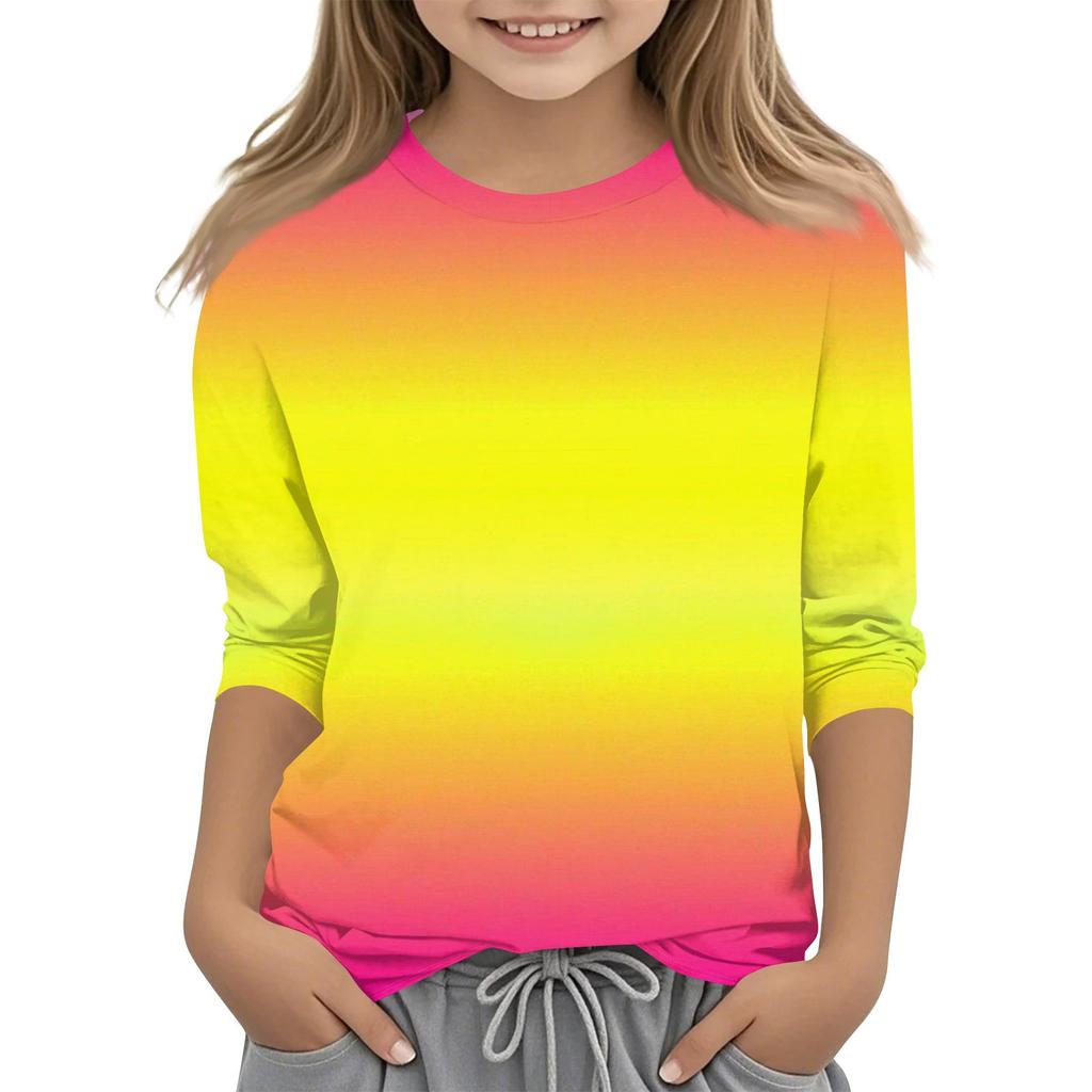 Детская футболка с круглым вырезом и принтом, рукава 3/4, повседневная футболка