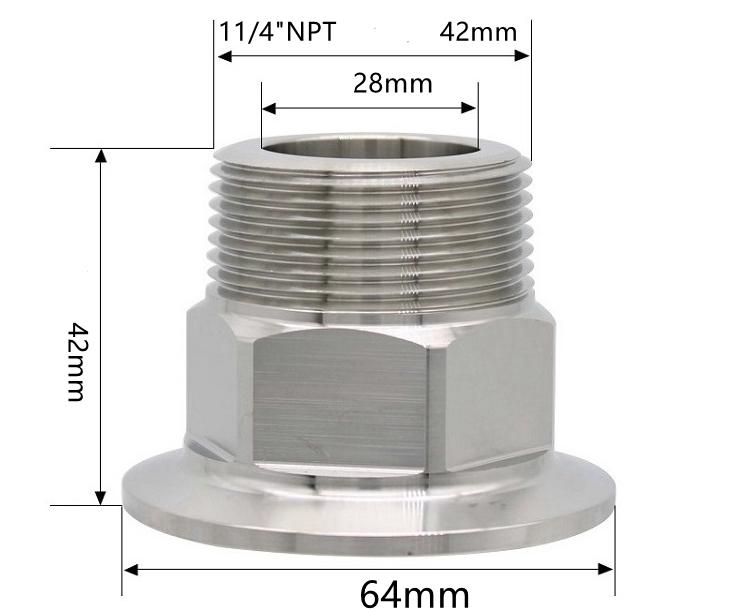 1/4" 3/8" 1/2" 3/4" 1" -4" NPT Наружная резьба x 0.5" 0.75" 1.5" 2" -4" Соединение Tri Clamp Трубопроводная арматура Нержавеющая сталь 304 316L Санитарная