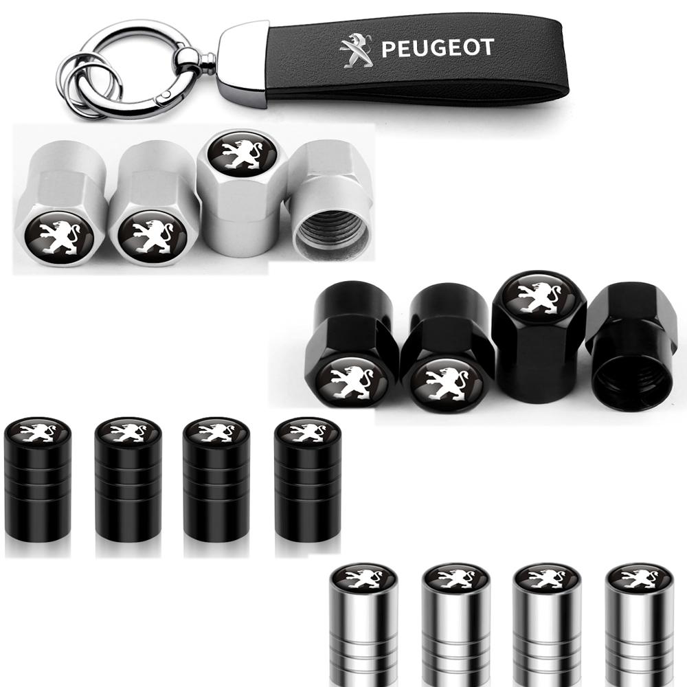 Peugeot Car Tire Wheel Valve Caps Cover Suede Car Key Chain Ring Keychain For 3008 508 206 208 306 307 308 406 407 4008 5008 408