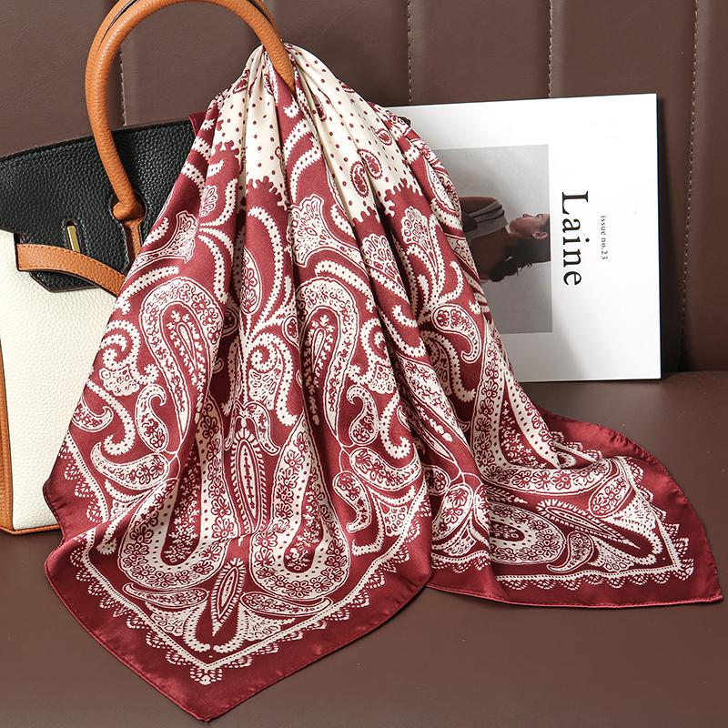 Fashion Print Silk Hairbands Scarf Women Spring New Elagant Floral Bandana Neck Kerchief Head Bands Foulard Female Scarfs
