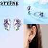 925 Silver Plants and Insects Drops Earrings Little Green Leaves and Fireflies Earrings Suitable for Women's Jewelry