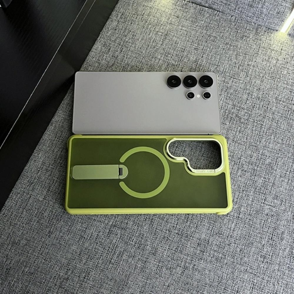 Matte Magnetic Fold Stand Bracket Case For Samsung S25 Ultra S24 FE S26 S23 S26 Ultra for Magsafe Wireless Charge Cover