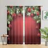 2 Pieces, Christmas Tree Branches, Christmas Ball Curtains -30% Blackout - Suitable for Living Room, Bedroom, Kitchen, Home Deco