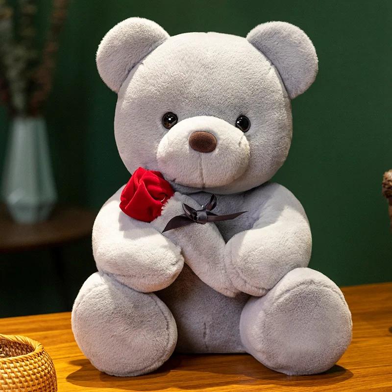 Медведь с розами плюшевая игрушка мягкий медведь плюшевая кукла романтический подарок для возлюбленной домашний декор подарки на день святого валентина для девочек