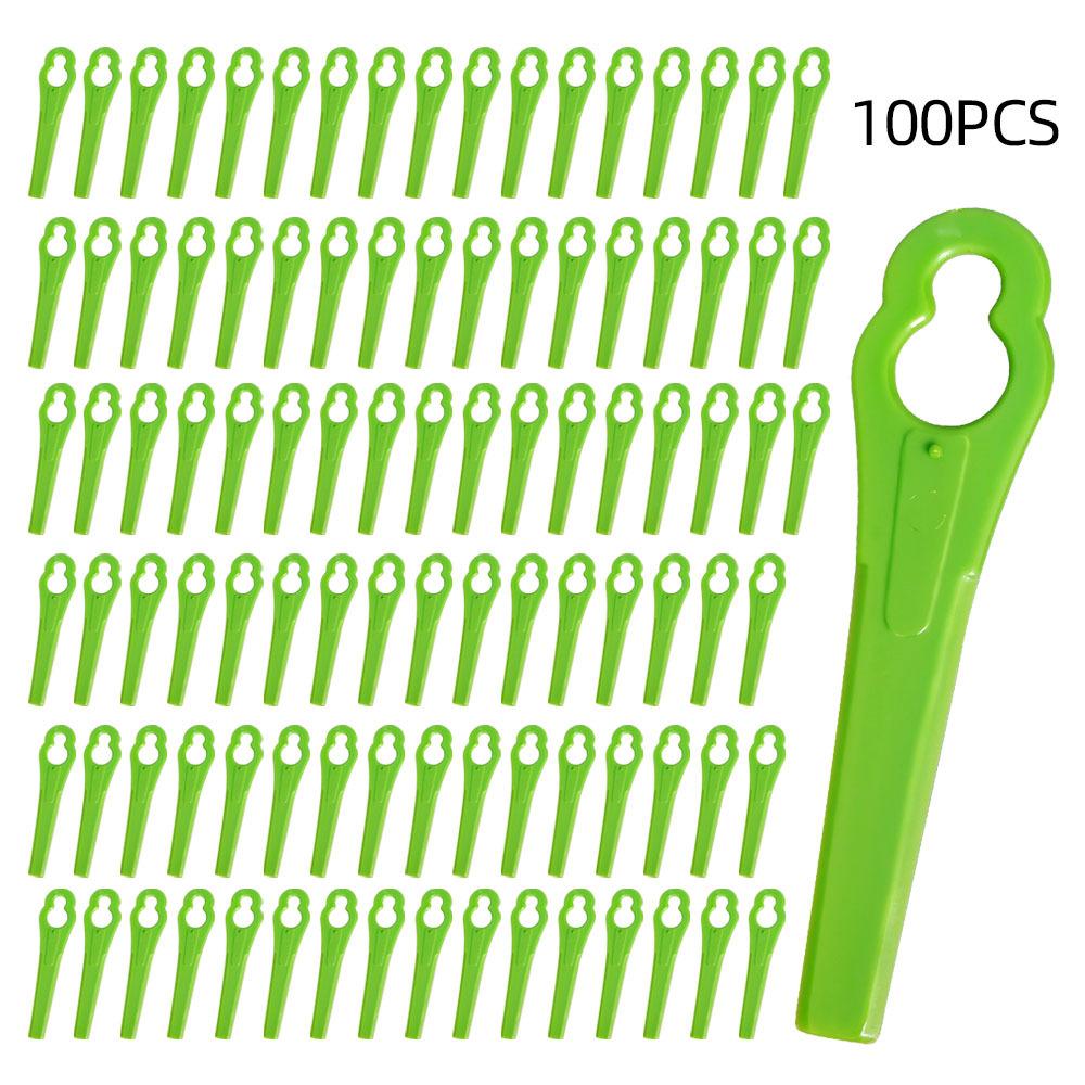 100pcs Plastic Lawn Mower Blades Replacement Grass Trimmer Cutter Blade Accessories for Garden Yard Weed Stripper