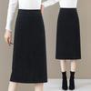 2025 Woolen High Waist A-Line Mid-Length Skirt for Women - Autumn/Winter Hip-Wrap Style