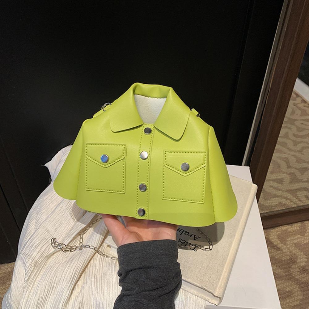 Personalized Solid Color Clothes Shaped Crossbody Bag PU Leather Harajuku Chain Shoulder Bag Coat Tote Bag Women Handbag Daily
