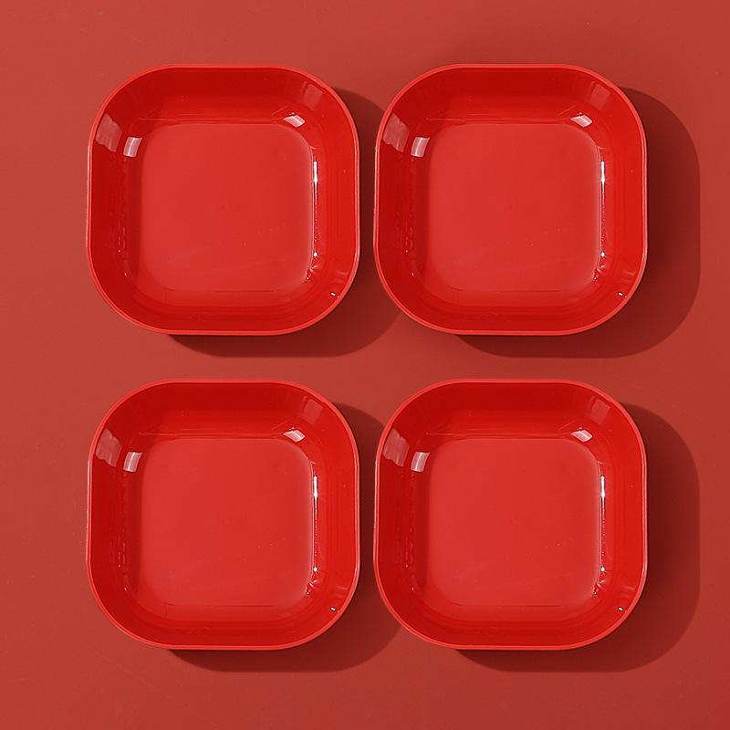 Свадебная красная тарелка с сухофруктами, бытовая тарелка для фруктов на кофейный столик в гостиной, тарелка для конфет на новоселье в новом доме, на Новый год