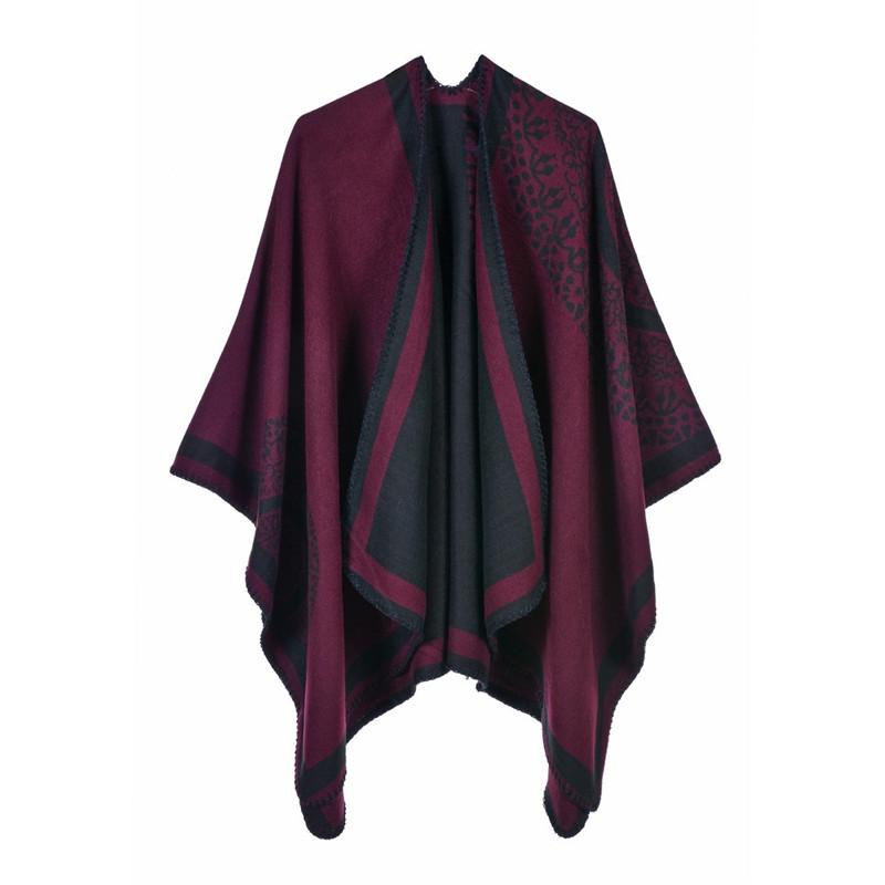 Ponchos Coat Cashmere Scarves Women Winter Warm Shawls And Wraps Pashmina Thick Capes Blanket Femme Scarf