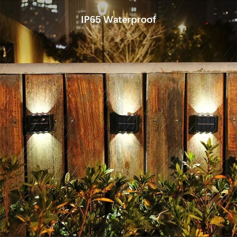 1Pcs Dusk To Dawn Fence Lighting for Summer Garden Yard Porch Walkway Camping Home Solar LED Light Outdoor Waterproof Wall Lamp