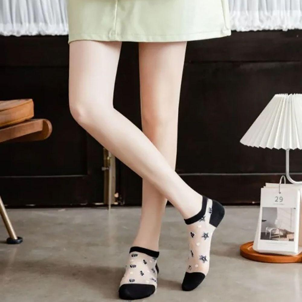 Transparent Crystal Glass Silk Socks Silk Short Socks Cute Lastic Socks