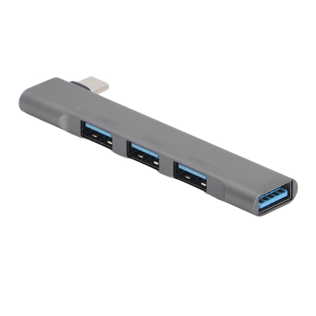 Хаб Type C 4 порта USB3.0 2.0 5 Гбит/с 480 Мбит/с Алюминиевый сплав Подключи и работай Серый Док-станция USB C для настольного компьютера, ноутбука