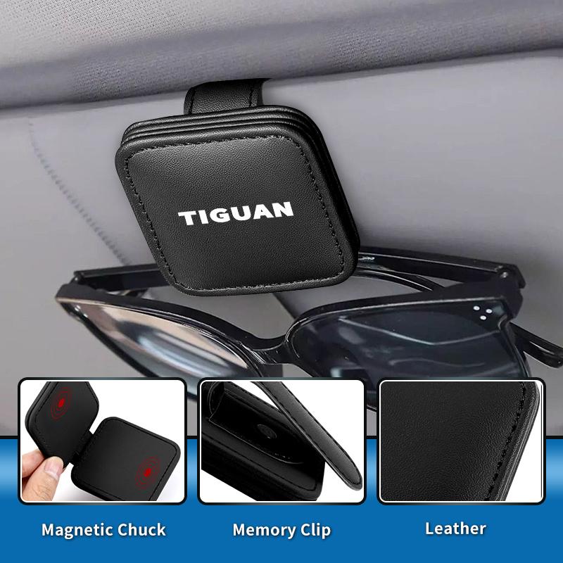 BIG1 Car Black Sunshade Square Leather Sunglasses Holder For VW Golf Jetta Passat mk4 mk5 mk6 CC Golf Tiguan Scirocco Sagitar Magotan