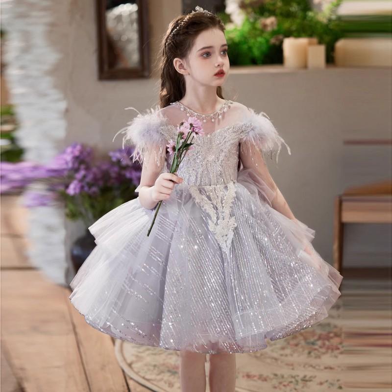 Girls Formal Dress Kids Luxury Princess Gown Piano Performance Host Party