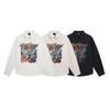Mens Loose Long Sleeve Shirt Cartoon Pegasus Print Streetwear Casual Button Down Fall