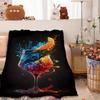 Fruitcolored wine glasses Flannel printed blanket suitable for all seasons suitable for living room office sofa and travel