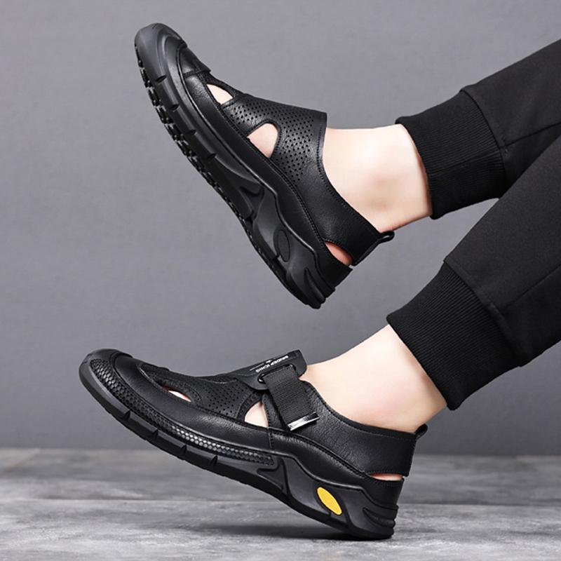 Baotou Breathable Men's Shoes New Men's Summer Men's Shoes Fashion Sandals Hollow Sports Quicksohling Leather Shoes Size 38-44