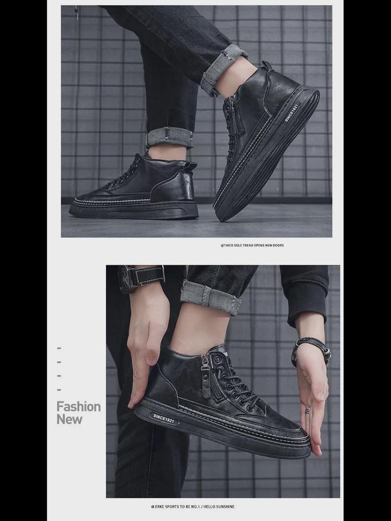 Мужские зимние бархатные высокие ботинки Martin — модная универсальная повседневная обувь из кожи на толстой подошве из теплого хлопка