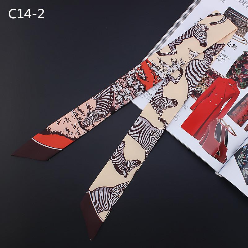 New Design Cute Zebra Print Silk Scarf Women Brand Scarf Bag Ribbons Fashion Striped Head Scarf Small Long Scarves C14
