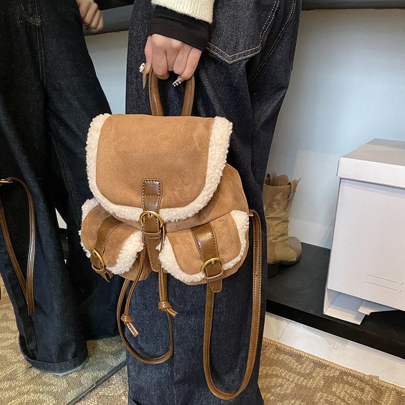 Текстурированный матовый ретро рюкзак женский новый зимний матовый рюкзак студенческий класс школьный рюкзак сумка-ведро