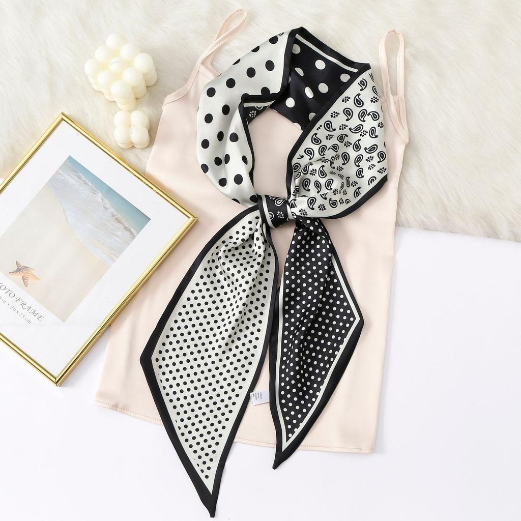 New Simulation Silk Long Scarf Fashionable Versatile Suit Double-Layer Scarf Decorative Bag Wrapped With Professional Scarf For Women