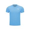 Li Ning Badminton Series Solid Color Round Neck Pullover Short Sleeve T-Shirt Unisex Tops Moon-White Blue AHST347-8