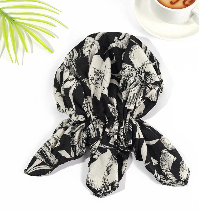Hat Female Triangle Scarf Pirate Hat Headscarf Hat Head Cap Chemotherapy Cap Casual Printing Dust Hat Ethnic Hat