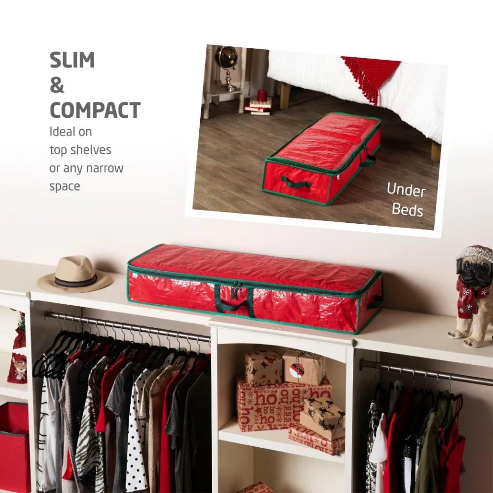 Рождественская упаковочная бумажная сумка для хранения, большая вместимость, водонепроницаемый подарочный упаковочный бумажный органайзер, многоцелевой домашний ящик для хранения под кроватью