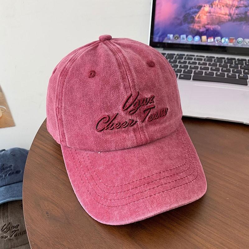 Бейсболка Винтажная Стиранный Хлопок Snapback Козырек Кепки с Козырьком Повседневное Использование на Открытом Воздухе Защита от Солнца Кепки с Козырьком-Утконосом Модная Вышивка Женские