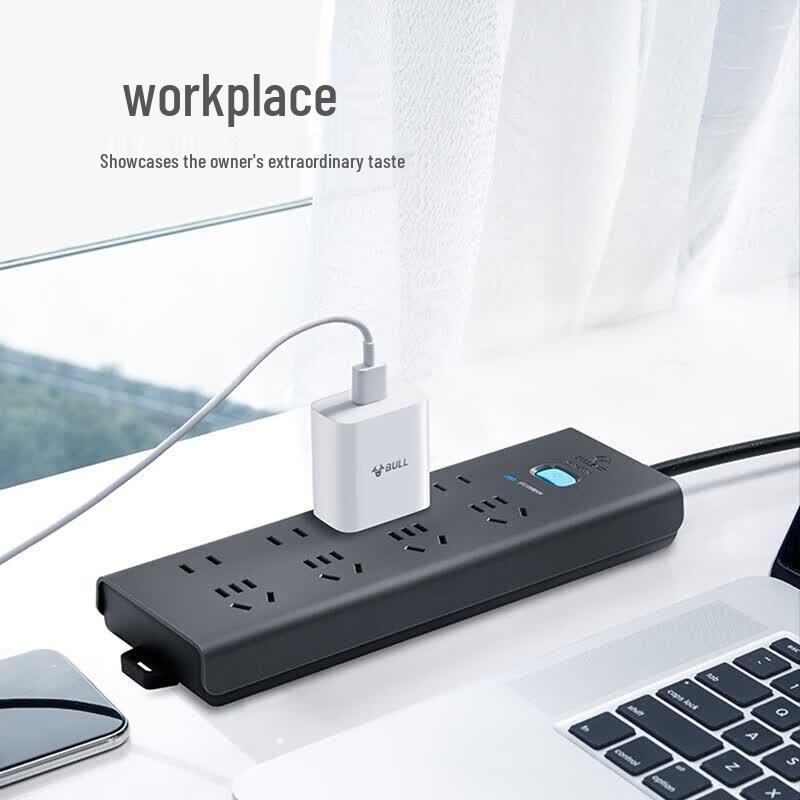 BULL GN-H5440 8-Outlet Surge Protector Power Strip 3M