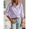 Womens Stand Collar Ruffled Trim Long Sleeve Blouse Loose Fit Office Chic Top