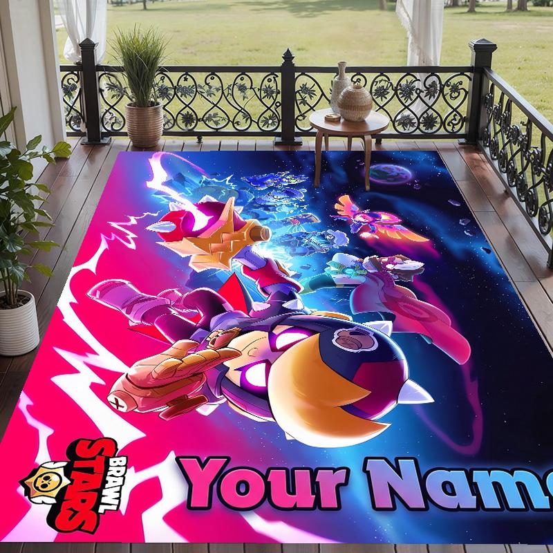 Custom Text Printed Rug Brawl Stars Non Slip Floor Carpet For Home Room Decor