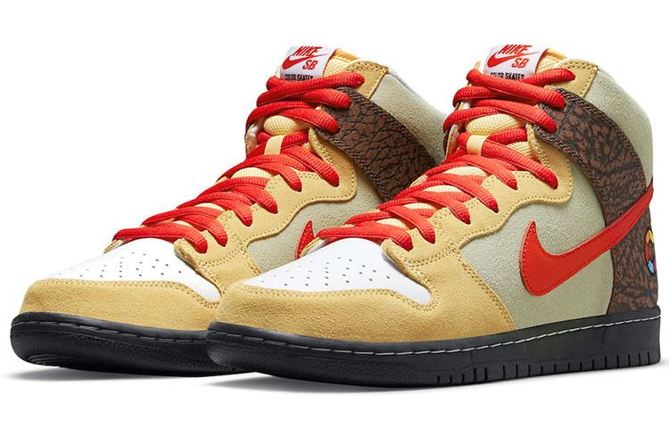 Men's Sneakers Nike SB Dunk High Color Skates Kebab and Destroy Light Green/Tan/Brown-Red
