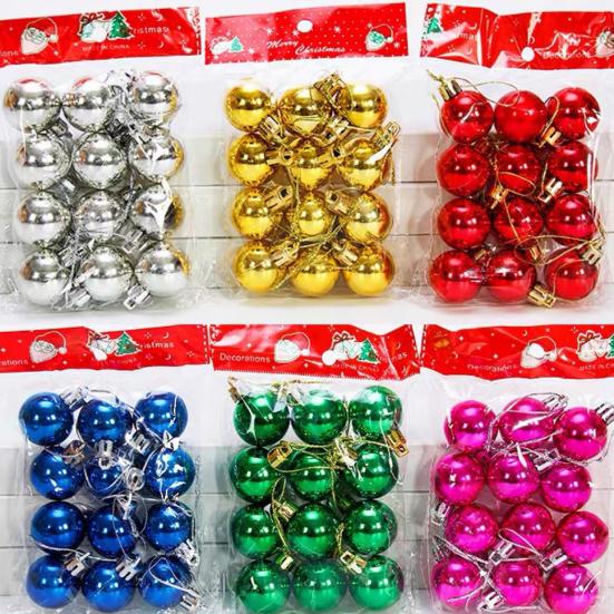 12Pcs Christmas Balls Hanging Ornament 3cm Diameter Colored Balls Party Venue Atmosphere Decoration Accessories Xmas Tree Pendant Christmas Mall