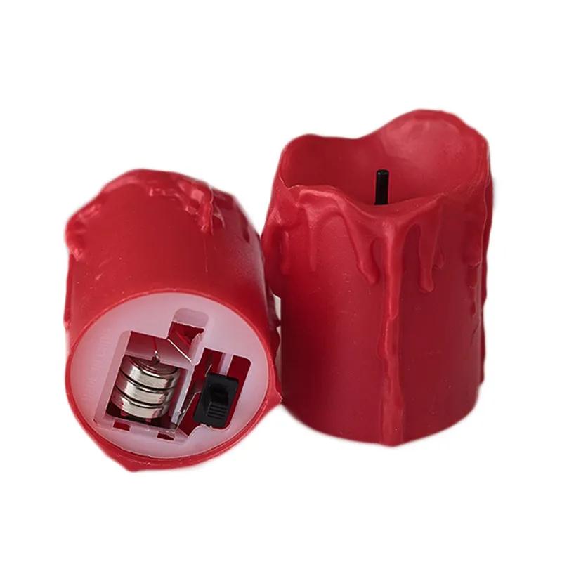 Светодиодные свечи на Хэллоуин, беспламенные свечи с таймером, электрические свечи на батарейках, мерцающие свечи для свадьбы, дня рождения FMT2138