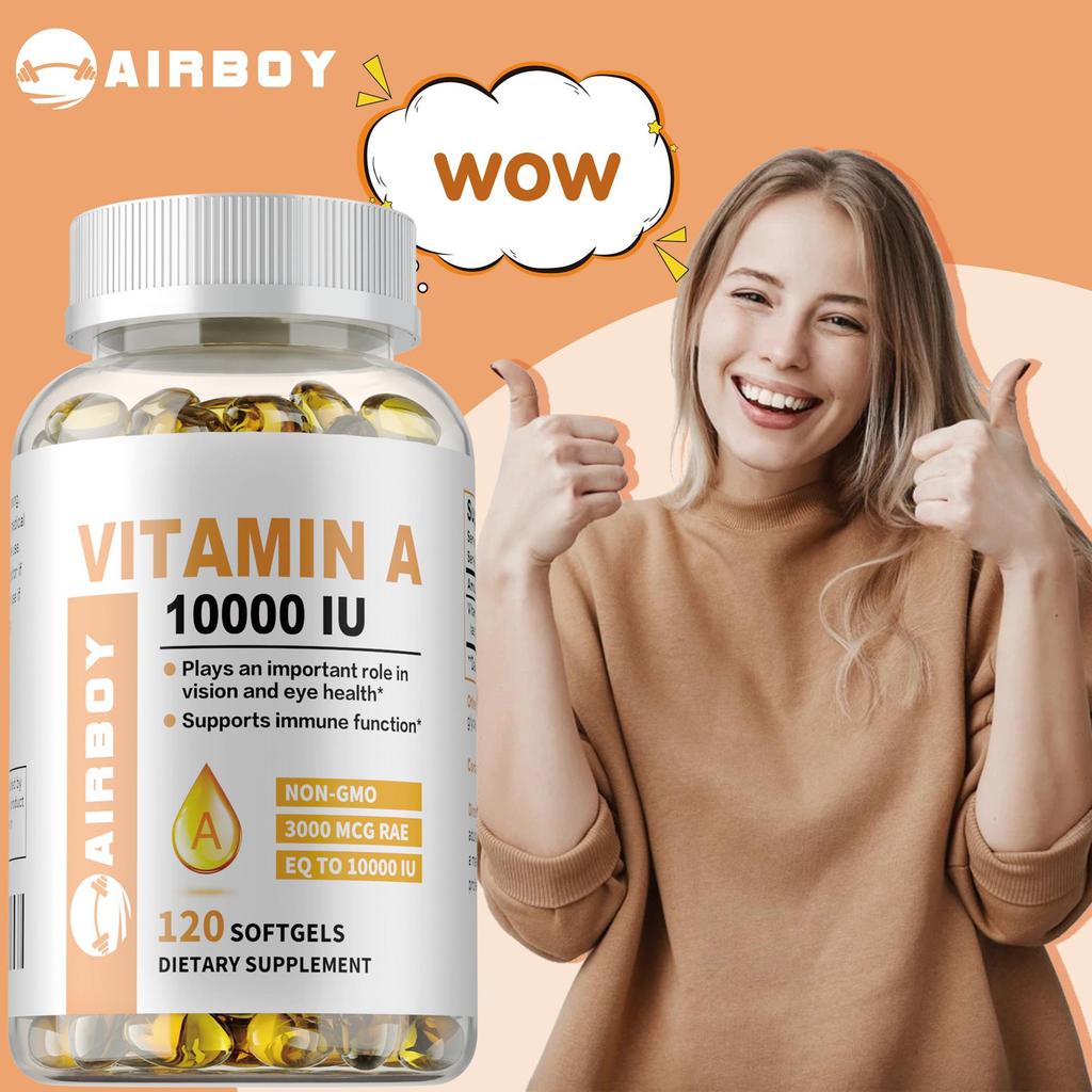 Vitamin A 10,000 IU - Eye Health, Immune Support, Non-GMO, Gluten Free
