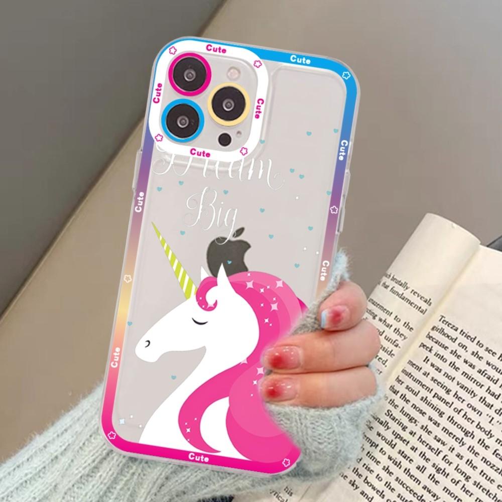 Мультяшный чехол-единорог для iPhone 15 13 14 Pro Max XS XR 12 11 Pro 13 Mini Мягкая прозрачная задняя крышка