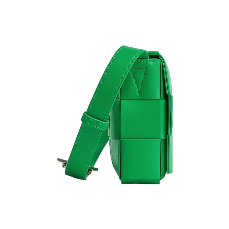 Bottega Veneta CASSETTE Cow Leather Shoulder Bag, Crossbody Bag Medium Men's Parrot Green/Black 737950V29E03813