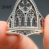 Open Finger Ring Retro Hollow Castle for Men Women, Gothic Church Statement Daily Wear Ring, Non Tarnish Alloy Carving Hypoallergenic Jewelry