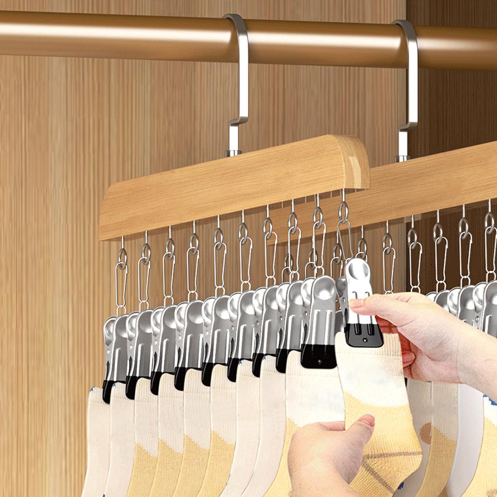 Portable 10-Clip Hanger Space Saving Hanging Closet Organizer Holds 10 Leggings Jeans Hats Shorts Socks for Dorm Room Organizati