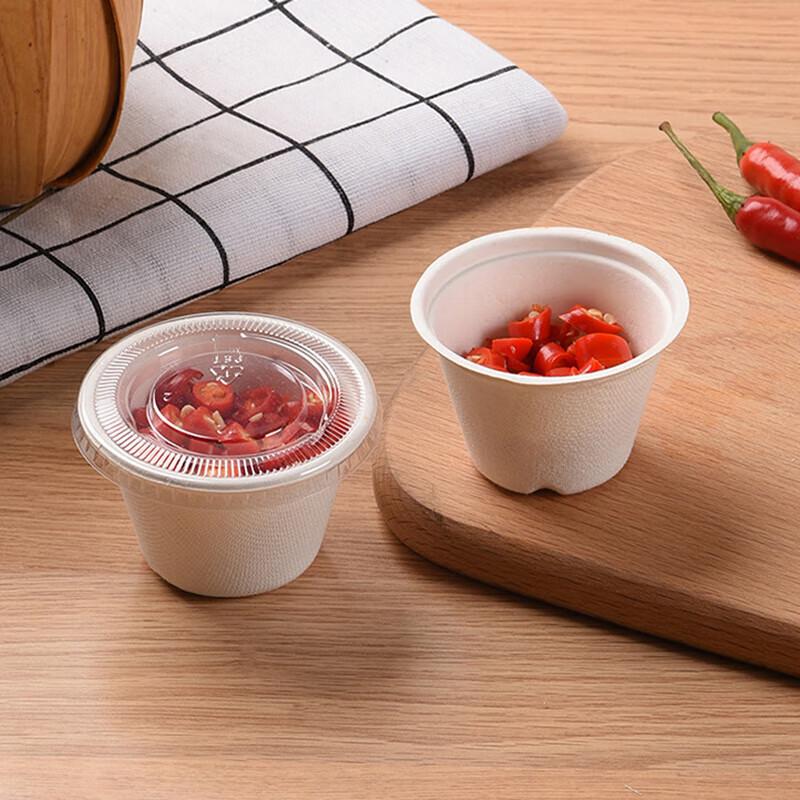 Pabei Disposable Biodegradable 2oz Sauce Cups with Lids