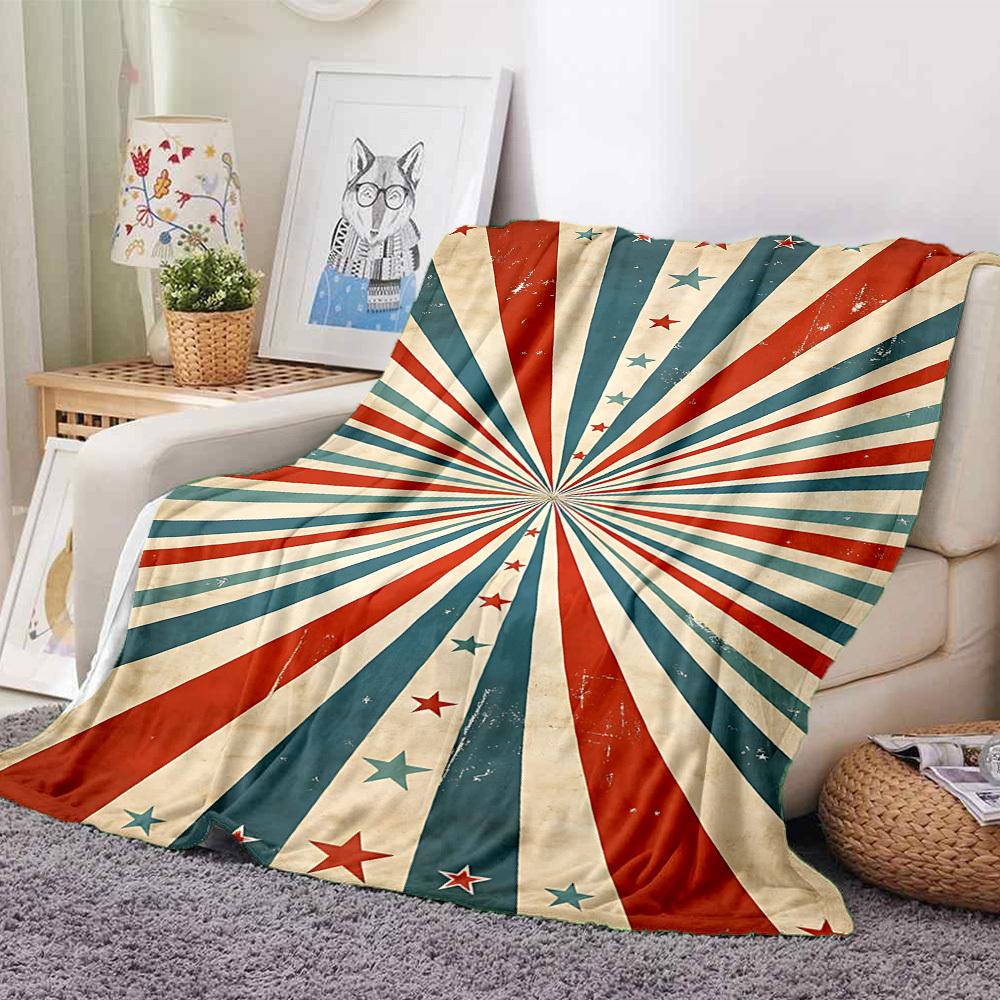 1pc Stars Stripes Lightweight Flannel Blanket, Comfortable and Warm Blanket, for Office and Camping Sofa Bed, Livingroom183