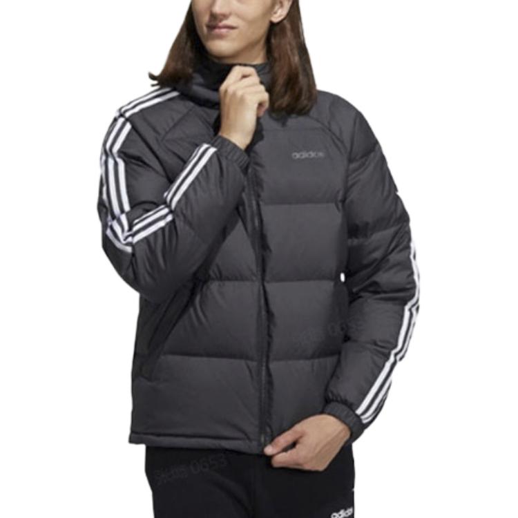 adidas Двусторонний пуховик Neo Colorblock с большим логотипом, мужская верхняя одежда, черный H45282