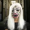 Halloween Horror Grimace Ghost Masque Scary Full Head Latex Zombie Masque with Hair Creepy Halloween Party Cosplay Costume