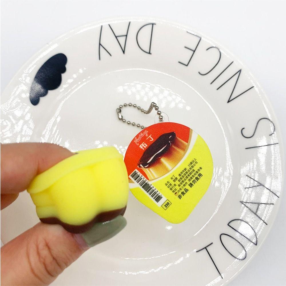 Креативный миниатюрный брелок в виде пудинга, еда для игры, медленно восстанавливающийся, подвеска для сжимания, брелок в виде пудинга, детские игрушки