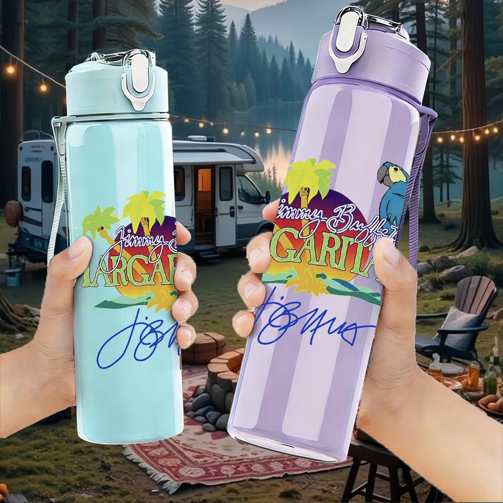 1PC Colorful Tropical Bird Floral Retro Print 750ml Portable Sports Water Bottle Leakproof Gym Outdoor Travel Drink Cup