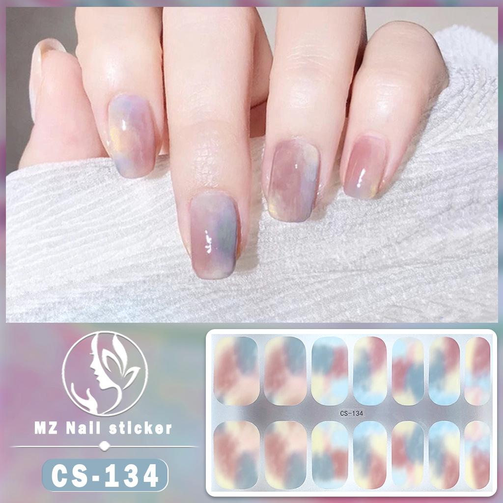 CS Waterproof No-Cure Gel Nail Wraps, Full Cover Contrast Color Tiger Head Pattern Nail Stickers, Nail Patch Films