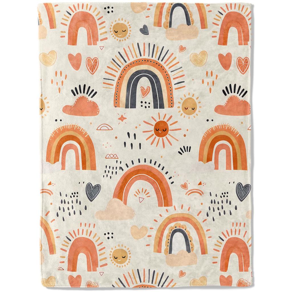 Cartoon Rainbow Flannel Blanket Office So******Ch Break Blanket Holiday Gift Blanket