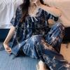 Short-sleeved trousers cotton and silk pajamas women's summer thin suit Japanese sweet anti-bumps can be worn outside cotton silk loungewear