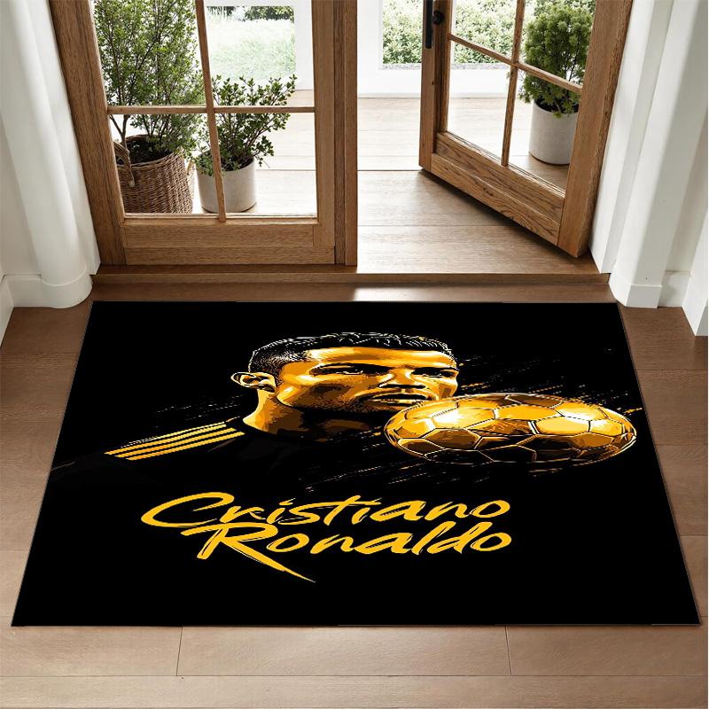 Cristiano Ronaldo Design Crystal Velvet Rug Soft Decorative Mat for Bedroom Entrance